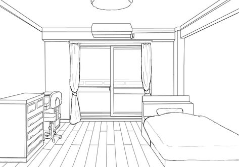 Room Perspective Drawing, Character Sheet Template, Interior Design Sketches, Background Drawing, Anime Room, Perspective Drawing, Poses References, Art Base, Anime Drawings Tutorials