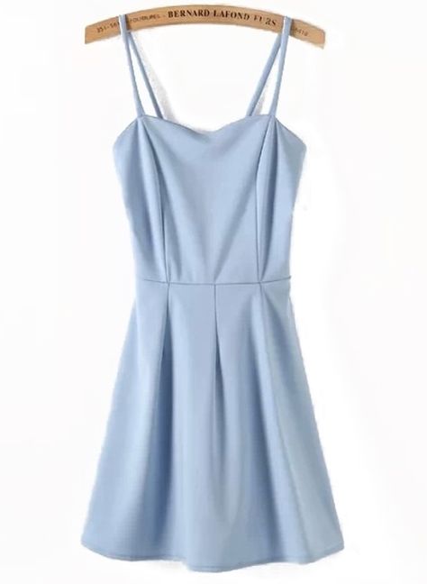 Light Blue Spaghetti Straps Skater Short Dress | SHEIN USA Light Blue Skater Dress, Dress Shorts Outfit, Blue Skater Dress, Dress Tight, Trendy Skirts, Trendy Dress, Short Dresses Casual, Casual Spring, Summer Style Casual