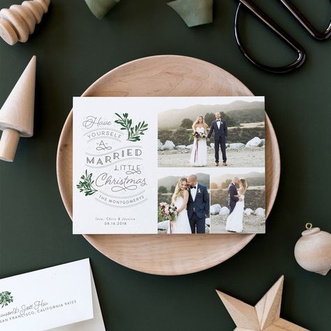 First Married Christmas Card, Wedding Photo Christmas Card, Newly Wed Christmas Cards, First Christmas Married Card, Just Married Christmas Cards, Married Christmas Cards, Wedding Christmas Cards, Christmas Wedding Announcements, Newlywed Christmas Card