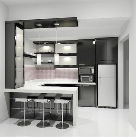 Modern Kitchen Set, Model Dapur, Minimalist Dekor, Minimalistic Interior, Modern Kitchen Tables, Desain Pantry, Paint Kitchen, Minimalist Kitchen Design, Kitchen Ideas Dark