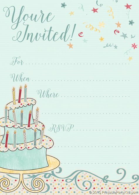 FREE Printable Birthday Party Invitation | This cute sage-colored invitation features a whimsical birthday cake. It's playful enough for a child's birthday party but sophisticated enough for an adult's. #BirthdayInvitation #PrintableBirthdayInvitation #BirthdayInvite #FREEPrintableBirthdayInvitation #CarlaChadwick Online Birthday Invitations, Free Party Invitations, Whimsical Birthday, Princess Invitation, Birthday Invitation Card Template, Invitation Card Birthday, Girl Birthday Party Invitations, Free Printable Birthday Invitations, Printable Invitation Templates