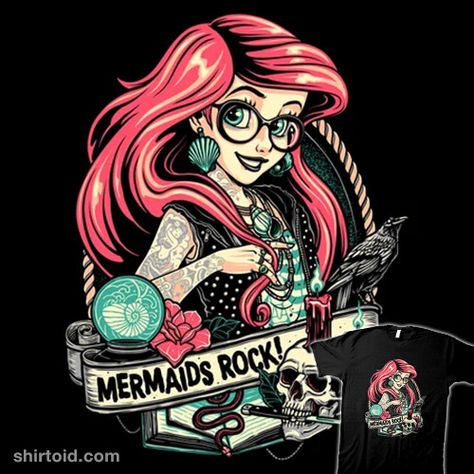 Ariel With Tattoos, Goth Ariel, Punk Ariel, Tattooed Princess, Goth Disney Princesses, Colourful Pictures, Skulls Tattoo, Widget Photos, Disney Punk