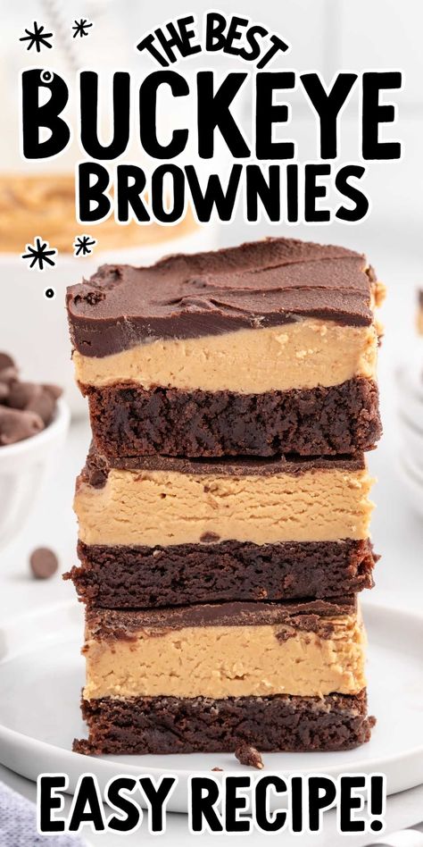 Homemade 100 Grand Bars, Buckeye Brownies Recipe, Boxed Brownie Recipes, Buckeye Brownies, Dessert Bar Recipe, Brownie Ingredients, Peanut Butter Desserts, Quit Drinking, Homemade Brownies