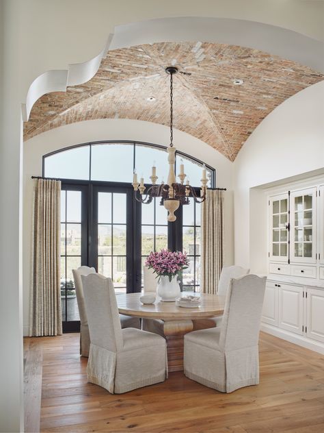 Brick Ceiling, Dining Room Ceiling, Luxe Interiors, Spanish Colonial, Interiors Design, Southwest Style, Scottsdale Az, Custom Home Builders, Elegant Homes