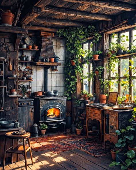 Witch’s Kitchen, Green Witch Home, Witch Interiors, Witch Cottage Interior, Dark Cottagecore House, Rehab House, Gothic Victorian House, Gothic Cottage, Oregon House