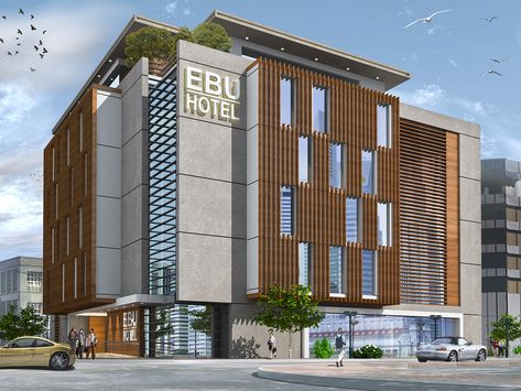 Exterior | Images :: Behance Shopping Mall Elevation Design, Comercial Building Facades, Hotel Front Elevation Design, Commercial Design Exterior Architecture, Hotel Elevation Exterior, School Building Design Exterior, Office Design Exterior, Hotel Elevation, Commercial Elevation