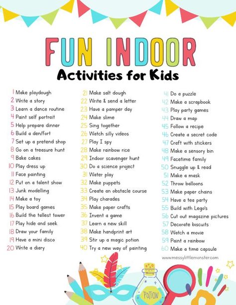 Fun Indoor Activities For Kids, Easy Indoor Activities, Nanny Activities, Activities For Elementary Students, Aktiviti Tadika, Babysitting Activities, Fun Indoor Activities, Au Pair, Indoor Activities For Kids