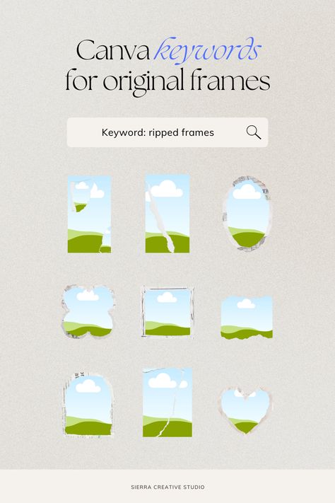 Save this for your next design session. These Canva keywords for elements & frames are great for making your designs stand out. We have found the best Canva elements search terms for you to use to find the cutest ripped frames to use. Canva Photo Frame Element, Canvas Frame Keyword, Canva Frames Elements, Canva Watercolor Elements, Canva Scrapbook Elements, Scrapbook Canvas Ideas, Bingkai Canva, Canvas Frame Ideas, Canva Frames Keywords