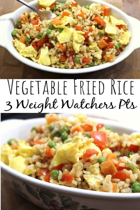 Healthy Vegetable Fried Rice - Easy Weight Watchers Recipe - Housewives of Frederick County Healthy Fried Rice, Vegetable Fried Rice Recipe, Ww Sides, Weight Watchers Food Points, Weight Watchers Vegetarian, Special Fried Rice, Weight Watchers Menu, Chinese Fried Rice, Healthy Low Fat Recipes