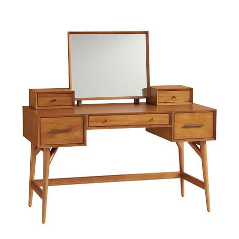 Photographer Bedroom, Mid Century Modern Vanity, Mid Century Vanity, Mid Century Storage, 60s Furniture, Oversized Furniture, Teen Furniture, Mid Century Desk, Makeup Table