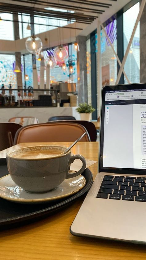 Coffee And Writing, Studying In A Coffee Shop Aesthetic, Coffee Studying Aesthetic, Coffee Shop Laptop Aesthetic, Writing In Coffee Shop, Study And Coffee Aesthetic, Working From Coffee Shop, Studying In A Coffee Shop, Coffee Shop Work Aesthetic