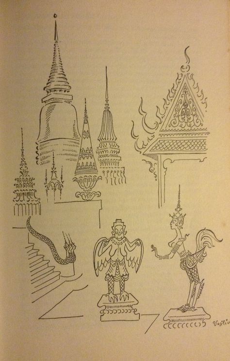 Thai Temple Illustration, Thai Temple Drawing, Thai Temple Tattoo, Thailand Sketch, Thailand Drawing, Thai Illustration, Temple Tattoo, Temple Drawing, Thai Temple