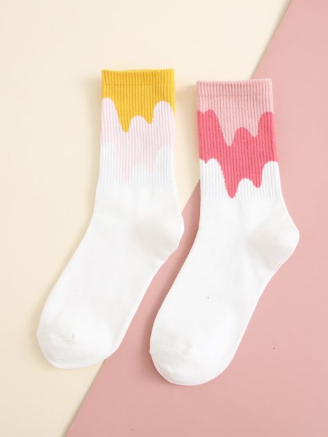 Multicolor    Cotton Colorblock Crew Socks Embellished   Women Socks & Hosiery Socks Photography, Sports Socks Women, Socks Gym, Bags Trendy, Trendy Socks, Summer Sock, Sock Outfits, Women Crew Socks, Nike Socks