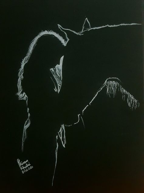 Horse Drawing On Black Paper, White Pencil Sketch On Black Paper, White On Black Painting, White Pencil Drawing On Black Paper Easy, Doodles On Black Paper, White Pen Art On Black Paper, White Charcoal Drawing On Black Paper, Charcoal Drawing On Black Paper, White Pen On Black Paper Drawing