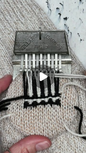 Skye | slow stitch club 🪡 on Instagram: "A little monochrome pattern play using the Rapid Darner 🪡  It's been ages since I sat down with any of my darning looms and this was a super quick and fun darn to do. Plus, for once I actually repaired the sock before the hole appeared, so it feels like a double win 😄  Are you good at mending before the damage gets too bad?! . . . #mondaymending #slowstitchclub #darning #rapiddarner #sockdarning #repairjoy #mendyourclothes #weaving #darningpatterns #wellwornclothing #speedweve #darningloom" Speedweve Darning Loom, Speedweve Loom Patterns, Darning A Hole, Darning Socks, Darning Loom, Monochrome Pattern, Loom Pattern, Pattern Play, Loom Patterns