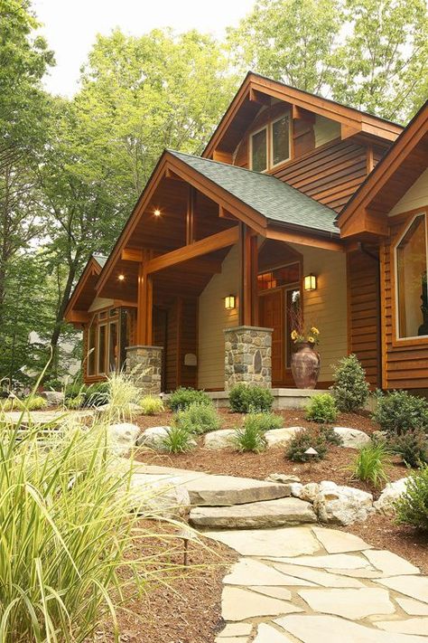 SummerWood - Lindal Cedar Homes Lindal Cedar Homes, Lodge Style Home, Cottage House Exterior, Looking For Houses, Cedar Homes, Cedar Siding, House Siding, Porch Design, Custom Home Designs