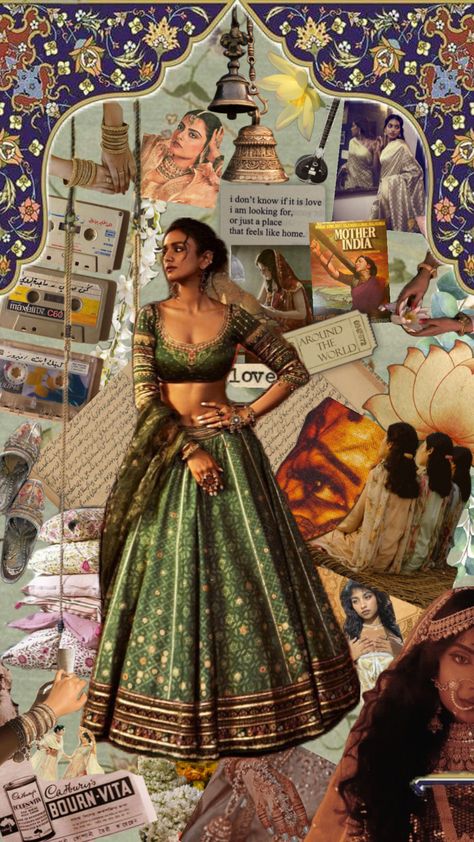 #myfirstshuffle #desi #fashion #indian #indianaesthetic Indian Culture Mood Board, Bollywood Mood Board, Indian Collage Art, Indian Mood Board, Ethnic Dresses Indian, Old Indian Aesthetic, Indian Moodboard, Vintage Indian Aesthetic, Indian Collage