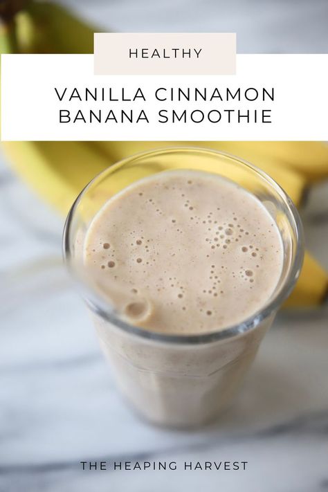 Vanilla Cinnamon Banana Smoothie Recipe Vanilla Protein Smoothie Recipes, Vanilla Protein Recipes, Vanilla Shake Recipes, Vanilla Protein Shake Recipes, Filling Breakfast Smoothie, Protien Smoothies Recipes, Vanilla Protein Smoothie, Yummy Breakfast Smoothies, Breakfast Shakes Protein