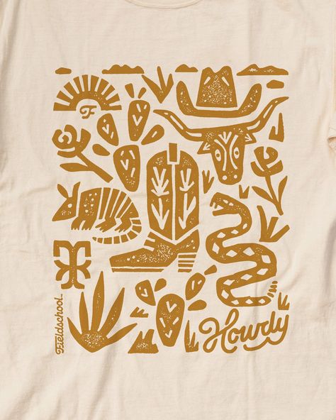 We wanted to design a shirt to represent our home state, and in our opinion, we did a great job! Snakes, cacti, armadillo, and even a little Howdy in the corner! To be completely honest, the snakes aren’t our favorite, but they do look good on a shirt. Made for everybody Vintage-washed and garment-dyed for a retro look and heavy feel 100% ring-spun heavy cotton for a super soft, comfortable feel that's gentle on skin No-shrink comfort and double-needle stitching for a dependable fit and lasting quality Classic crew style with a ribbed, lay-flat collar and shoulder-to-shoulder taping Made with quality cotton sourced from American farms Constructed by Hanes Comfort Wash. 70s Inspired Design, Modern Merch Design, Western Phrases, Simple Tshirt Design Ideas, Retro T Shirt Designs, T-shirt Designs, Farm Graphic Design, T Shirts Design Ideas, Crew Shirt Design