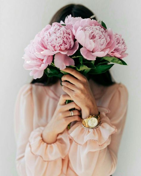 Woman With Flowers, Pink Flowers, A Woman, Flowers, Hair, Pink