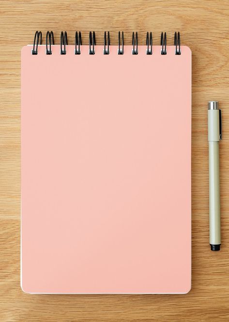 Blank plain pink notebook page with a pen mockup | free image by rawpixel.com / KUTTHALEEYO Notebook Mockup, Plain Notebook, Pink Notebook, Paper Background Design, Powerpoint Background Design, Instagram Background, Instagram Frame Template, Photo Collage Template, Poster Background Design