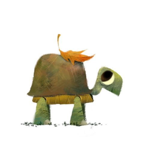 Turtle Character, Character Cartoon, Turtle Art, Cute Turtles, Fall Leaf, Illustration Character, Design Visual, Visual Development, Alphabet Illustration