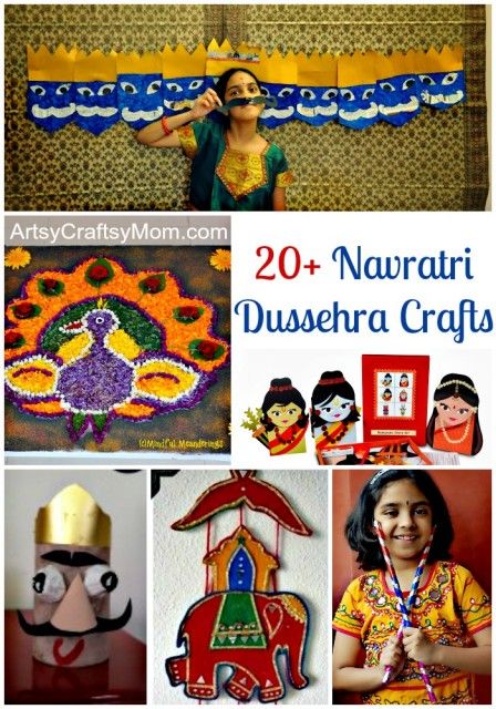 Navratri Dussehra Activities from Artsy Craftsy Mom Dussehra Craft, Multicultural Crafts, India For Kids, India Crafts, Diwali Craft, Holiday Crafts For Kids, Kids Exploring, Indian Crafts, Cultural Celebration