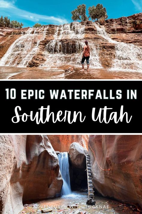 10 Epic Waterfalls In Southern Utah Utah Activities, Utah National Parks Road Trip, Kanab Utah, West Coast Travel, Southwest Travel, Utah Camping, Utah Vacation, Utah Adventures, Utah Road Trip