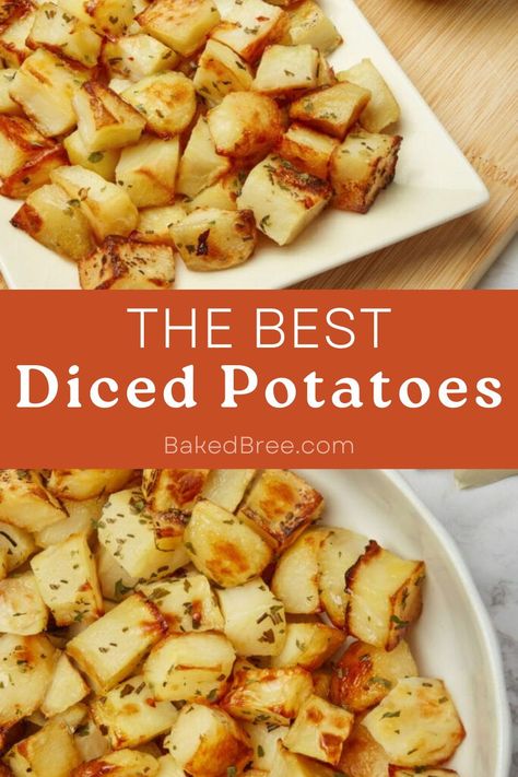 Crispy on the outside, tender on the inside, Diced Potatoes for the win! Best Diced Potato Recipe, Diced Baked Potatoes In The Oven, Baked Diced Potatoes Oven, Whole Potato Recipes, Diced Potatoes Recipes, Potatoes On Stove, Diced Potatoes In Oven, Baked Diced Potatoes, Stove Top Potatoes