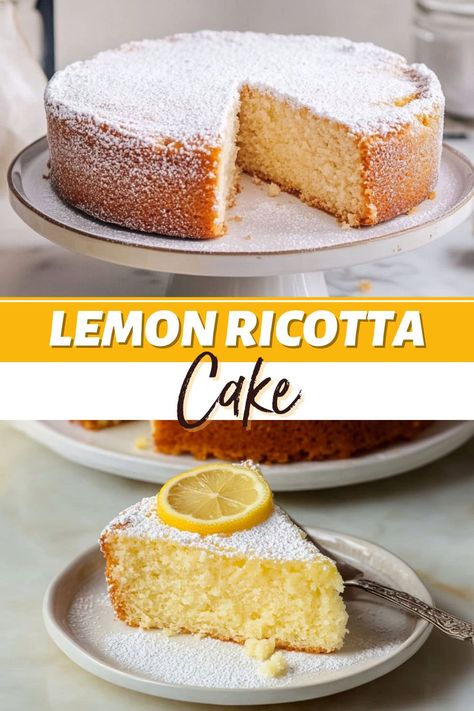 Flourless Lemon Ricotta Cake, Healthy Ricotta Cake, Gluten Free Italian Lemon Ricotta Cake, Keto Lemon Ricotta Cake, Smooth Ricotta Recipes, Gluten Free Lemon Ricotta Cake, Limoncello Ricotta Cheesecake, Gluten Free Ricotta Cake, Ricotta Dessert Recipes