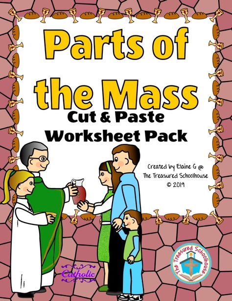 Mass Worksheet, Ccd Activities, Mass Activities, Catholic Kids Activities, Parts Of The Mass, Catholic Schools Week, Cut And Paste Worksheets, Catholic Education, Catholic Crafts