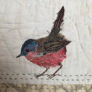 Thread and Thrift Vogel Quilt, Textile Art Embroidery, Bird Quilt, Embroidered Bird, Bird Embroidery, Textile Fiber Art, 자수 디자인, Slow Stitching, Fabric Birds