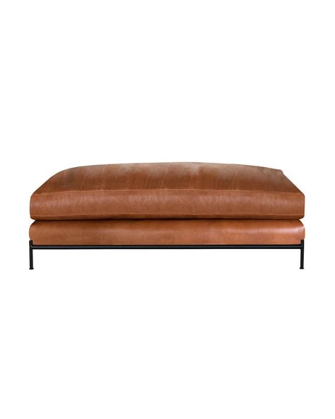 Large Leather Ottoman, Family Room Couch, Oversized Ottoman, New York Apartment, Ottoman In Living Room, Leather Ottoman, Main Bedroom, Leather Pieces, Custom Upholstery