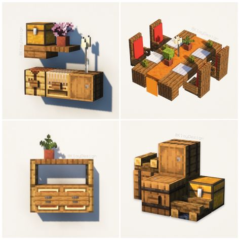 SPRUCE FURNITURE ideas!! 😵‍💫 Here’s 12 (?!) ideas of spruce furniture you can build to upgrade your base! You may have noticed that I’ve started sharing lots of reels and tutorials. In fact, for the next 30 days I’ll be sharing two reels per day!! 😱 And before you ask me, yes.. I am crazy! 😆 Btw, hope you enjoy these ideas! Let me know what’s your favorite! See ya 👋 ——————————————— ⁃ 🪴 Follow @klay.design_mc for more! ⁃ 💬 Lemme know your thoughts! ⁃ 🙌 Complementary Shaders ⁃ 🍳 Repost with c... Minecraft Stool Ideas, Mc Furniture Ideas, Storage Build Minecraft, Minecraft Workstation Ideas, Minecraft Barrel Ideas, Minecraft Conversation Pit, Enchantment Table Ideas Minecraft, Minecraft Bank Interior, Minecraft Furniture Ideas Bedrooms