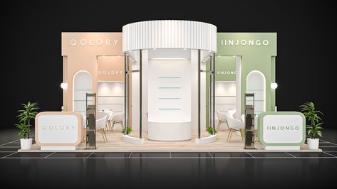 QOLORY - Beauty Eurasia 2022 - Exhibition Stand | Behance Booth Design Exhibition, Creative Booths, Beauty Exhibition, Event Booth Design, Expo Stand, Exhibition Display Design, Beauty Expo, Architecture Portfolio Design, Event Booth