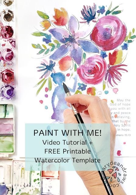 Watercolor with me! Video Tutorial   Printable Watercolor Template Watercolor Pictures To Paint, Watercolor Templates, Worried Kids, Bible Verse Cards, Kids Watercolor, Watercolor Pictures, Painting Templates, Watercolor Printable, Verses For Cards