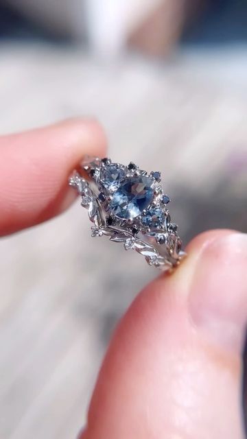 Uma | Engagement Rings on Instagram: "For those who prefer something darker 🖤" Fairytale Engagement Ring, Ocean Blue Wedding, Fairytale Cottagecore, Fairytale Engagement Rings, Romantic Engagement Ring, Fairytale Ring, Engagement Rings Romantic, Blue Wedding Rings, Rings Beautiful