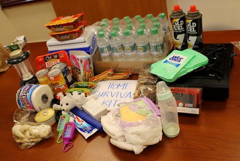 A home survival kit and emergency food and water supply are essential during disasters, or extended power outages that leave you confined to your home. Items to include: a portable radio, flashlights and extra batteries, a manual can and bottle opener, a first aid kit with medications, a seven-day supply of non-perishable foods, and water -- minimum one gallon per person per day: http://hwnelec.co/ZvZJc. #BePrepared #EmergencyPreparedness #Safety Home Survival Kit, Home Survival, Emergency Go Bag, Medicine Kit, Non Perishable Foods, Emergency Food Supply, Safety Kit, Portable Radio, Emergency Food