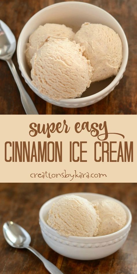 Homemade Cinnamon Ice Cream, No Cream Ice Cream Recipe, Home Made Ice Cream Recipes With Machine, Ice Cream Recipes For Ice Cream Maker, Cinnamon Ice Cream Recipe, Spaghetti Eis Dessert, Apple Ice Cream, Cinnamon Ice Cream, Easy Ice Cream Recipe