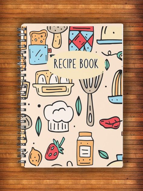 Recipe Book Covers Diy, Cookery Notebook Design, Homemade Cookbook Cover Ideas, Recipe Book Front Cover Design, Recipe Book Cover Design Ideas, Cook Book Cover Design Ideas, Recipe Book Aesthetic Cover, Recipe Book Diy Cover, Food Book Cover Design