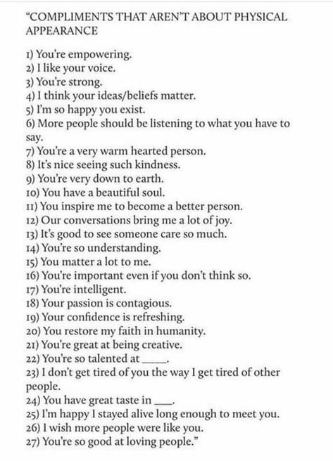 One Word Compliments, Compliments For Boyfriend, Compliment For Guys, Compliment Words, Compliments For Her, Cute Compliments, Counseling Quotes, Compliment Someone, Getting To Know Someone