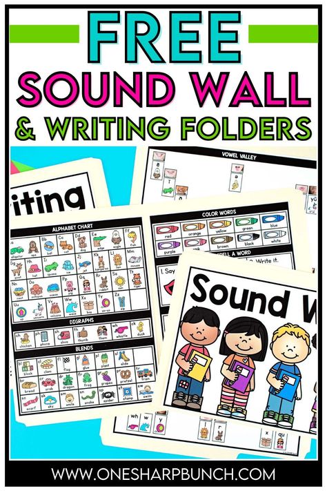 Build writing confidence, as your students take ownership of the writing process, with these FREE personal sound walls and writing folders! Students can use these writing folders and sound walls during writing centers and writing workshop. There is an alphabet chart, digraphs, blends, color words and more! There is also a writing checklist for self-monitoring during the writing process. Students can use the sound wall for vowel sounds, r-controlled vowels, and diphthongs. Download now! Second Grade Writing Center, Personal Sound Wall, Word Building Folder, Writing Folders Kindergarten, Writing Office Folders, Phonics Sounds Chart, Personal Word Wall, Writing Center Kindergarten, Preschool Easter