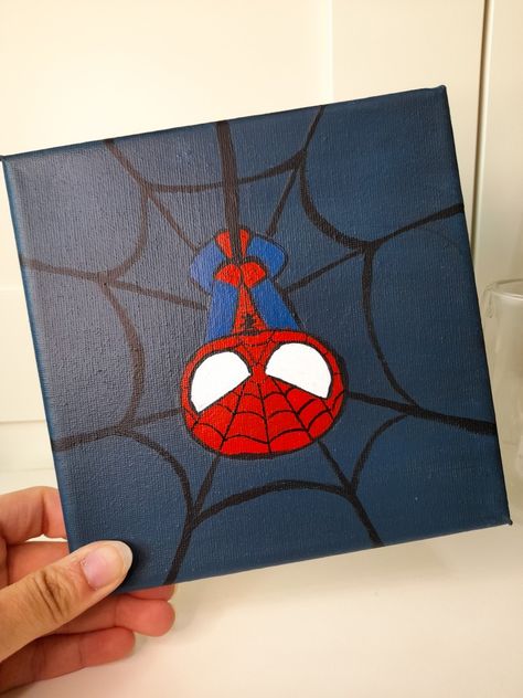 Spider Man Painting Canvas Easy, Drawing Ideas Easy Spiderman, Spiderman Canvas Painting Easy, Spider Man Painting Ideas, Spiderman Cute Drawing, Disney Easy Paintings, Painting Ideas On Canvas Spiderman, Płótno Aesthetic, Things To Draw Spiderman