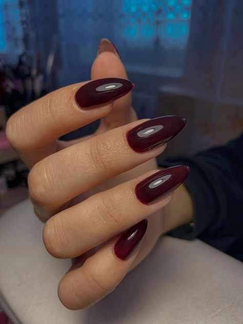 #nails Almond Nails Dark Colors, Fancy Manicure, Oxblood Nails, Nail Designs For 2023, French Fade Nails, The Best Nail Designs, Gold Gel Nails, Classy Nail Art Ideas, Best Nail Designs