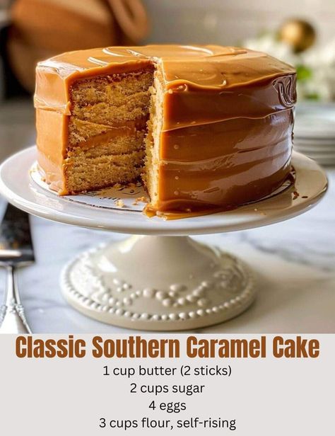 Southern Caramel Cake, Strawberry Cinnamon Rolls, Moist Vanilla Cake, Caramel Icing, Southern Desserts, Salted Caramel Chocolate, Caramel Cake, Frosting Recipe, Classic Cake