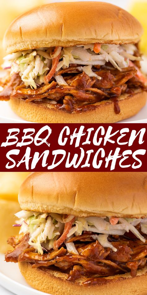 Barbeque Chicken Sandwich, Bbq Sandwich Recipe, Barbeque Sandwiches, Bbq Chicken Sandwich Recipes, Bbq Pulled Chicken Recipes, Crunchy Coleslaw, Bbq Chicken Sandwiches, Bbq Pulled Chicken Sandwiches, Shredded Chicken Sandwiches