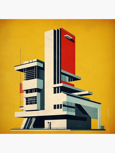 Bahus Architecture, Bauhaus Architecture Buildings, Bauhaus Design Architecture, Bauhaus Collage, Bauhaus Illustration, Bold Architecture, Bauhaus Poster Design, Art Deco Posters Prints, Bauhaus Colors