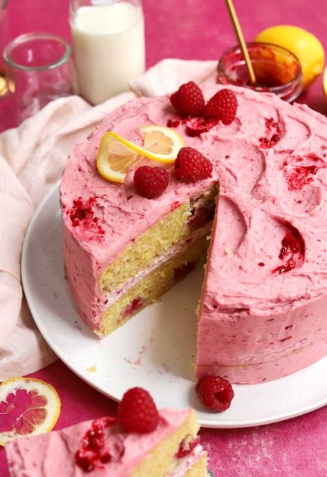 INCREDIBLE Lemon Raspberry Cake - Scientifically Sweet Lemon Cake With Raspberry Buttercream, Lemon Cake With Raspberries, Lemon Cake With Raspberry Frosting, Raspberry And Lemon Cake, Lemon And Raspberry Cake, Raspberry Lemon Cake, Scientifically Sweet, Lemon Raspberry Cake, Raspberry Whipped Cream