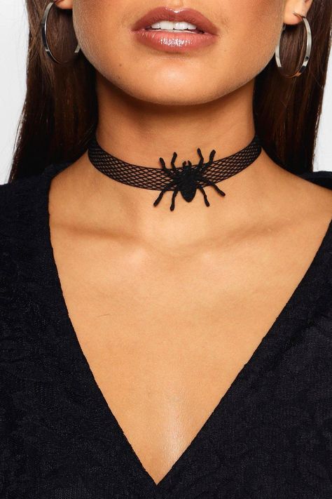 Womens Halloween Fishnet & Spider Choker - black - One Size Halloween Spider Costume Women, Spider Costume Woman, Spider Choker, Halloween Jewellery, Spider Costume, Pastel Nail, Choker Black, Adornos Halloween, Halloween Headband