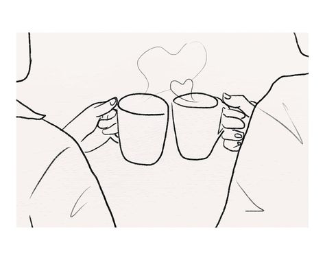 Coffee art print, Valentine’s date line drawing | free image by rawpixel.com / Gade Coffee Love Illustration, Coffee Lover Drawing, Coffee Date Drawing, Coffee Drawing Ideas, Dating Drawing, Line Art Drawings Couple, Coffee Drawings, Date Drawing, Draw Coffee